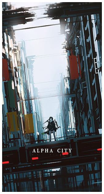 Sci-Fi Anime Boy City Art Wallpaper iPhone Phone 4K #2270f