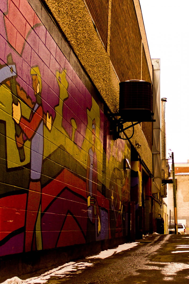 Graffiti, 3d, cold, color man, sky, street, wall, HD phone wallpaper