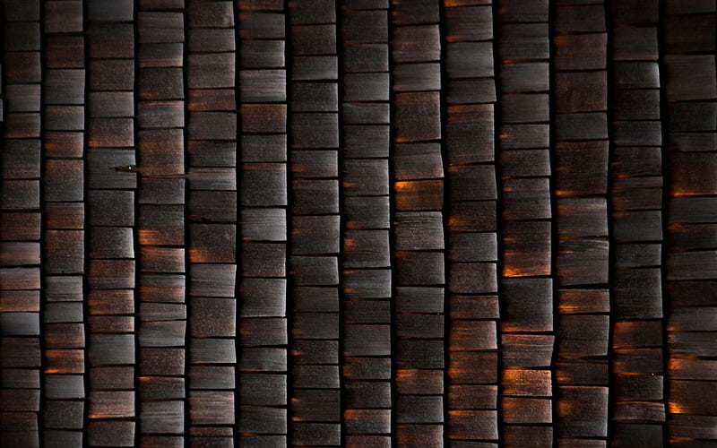 old wooden roof tiles texture, dark brown wooden background, wood texture, old texture, HD wallpaper