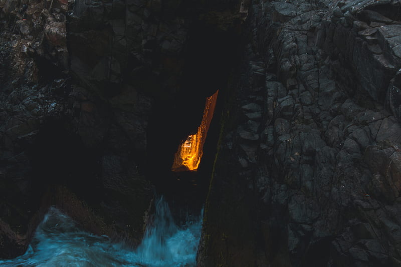 cave, light, water, cranny, HD wallpaper