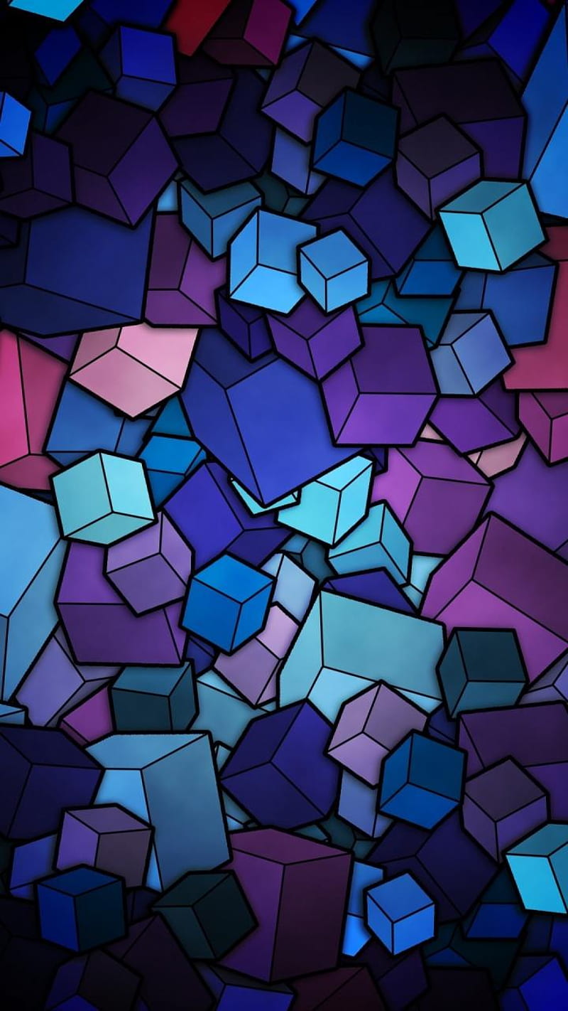 Cube, flower, heart, HD phone wallpaper