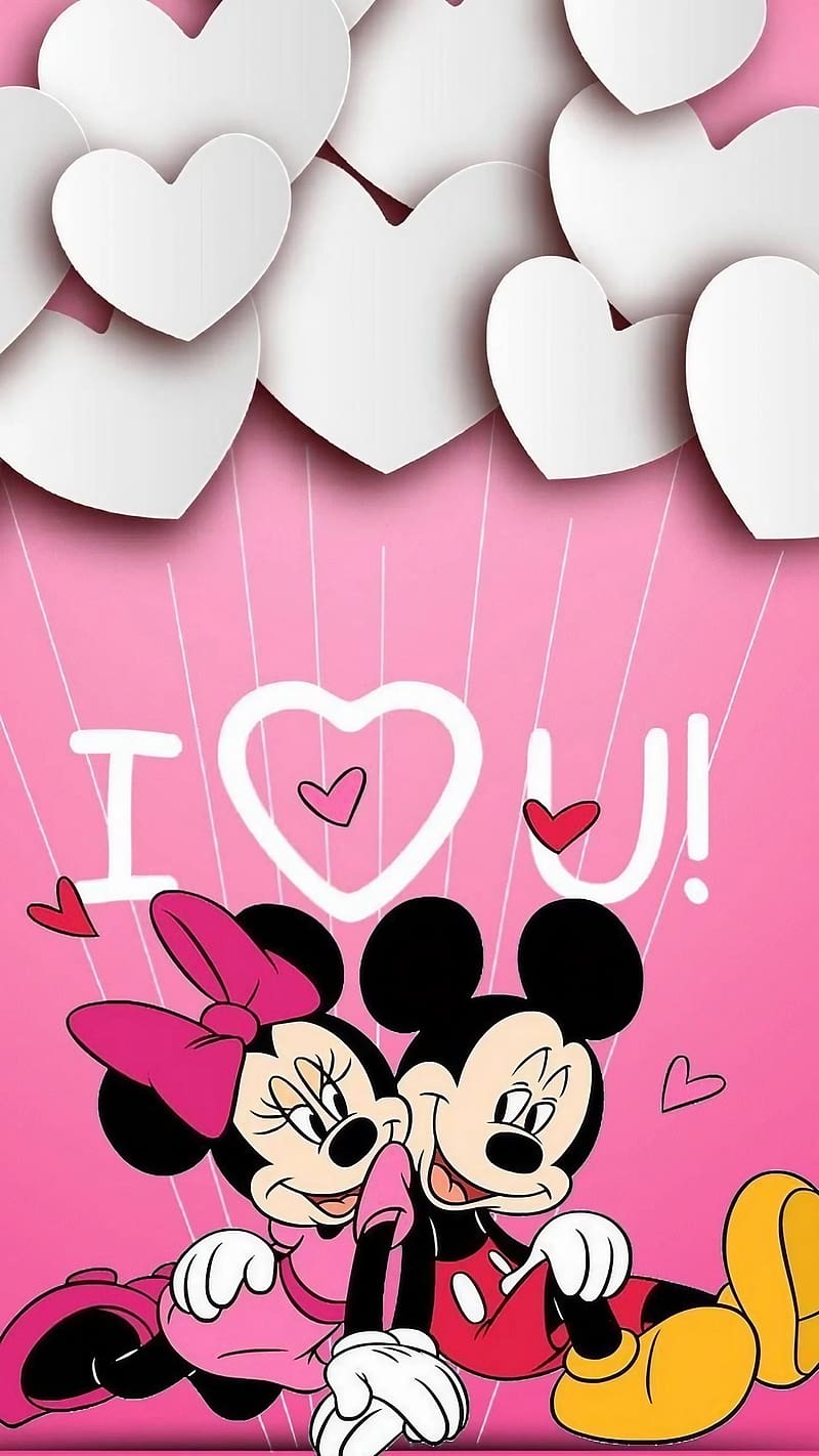 I Love Your, Mickey And Minnie Mouse, animated cartoon, cartoon couple, HD phone wallpaper