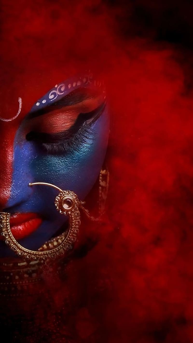 Kali Mata Ka, Red Smoke Background, maa kali, goddess, HD phone wallpaper