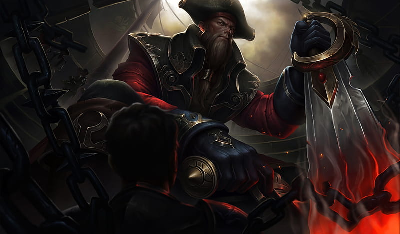 pirate, beard, comrade, giant sword, chains, Fantasy, HD wallpaper