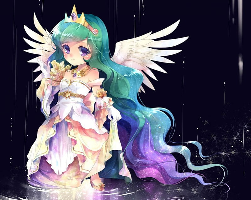 Princess Celestia, pretty, mlp, wing, sweet, nice, anime, royalty, feather,  beauty, HD wallpaper | Peakpx