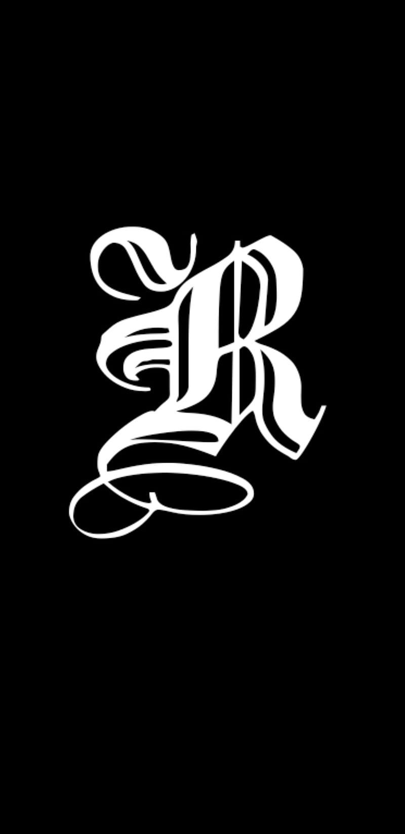 old english r, old english, letter, black, white, HD phone wallpaper