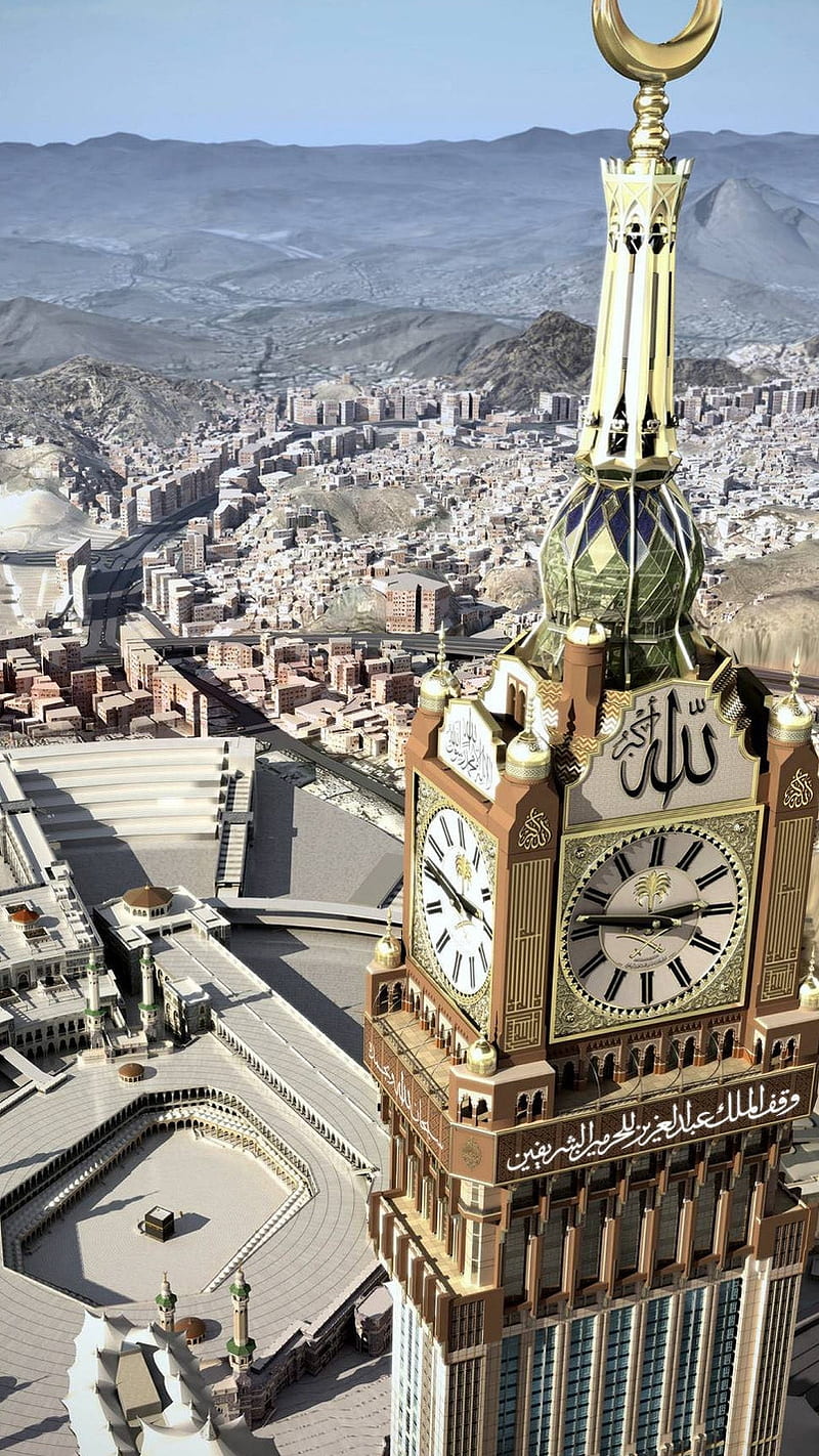 Masjid Al Haram, clock tower, islam, kaaba, kaabah, makkah, masjidil haram, mecca, saudi arabia, HD phone wallpaper