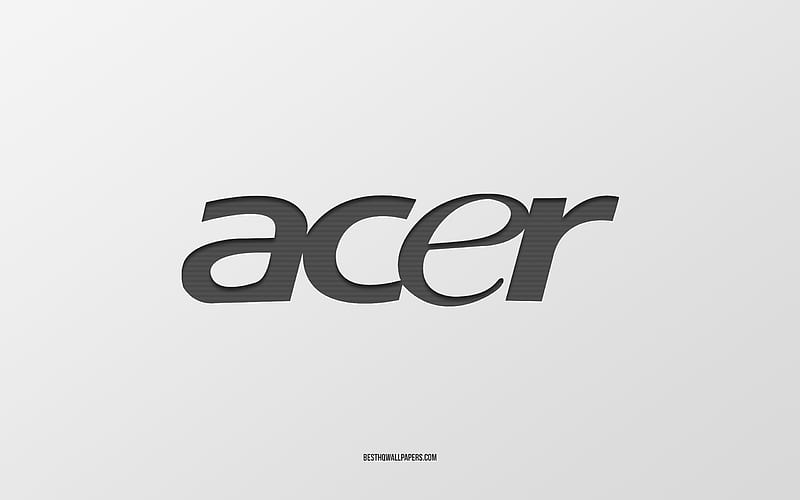 Acer logo, white background, Acer carbon logo, white paper texture, Acer emblem, Acer, HD wallpaper