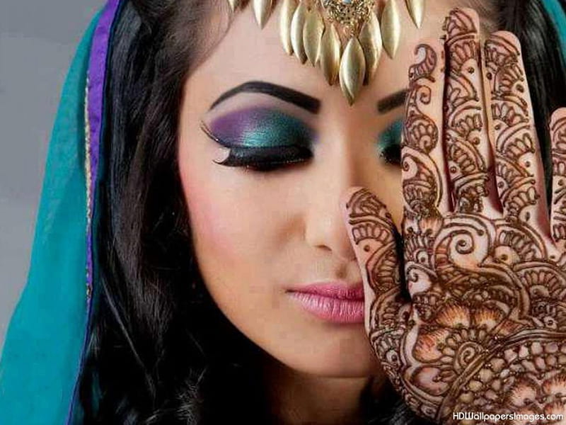 Bridal, sari, girl, makeup, HD wallpaper