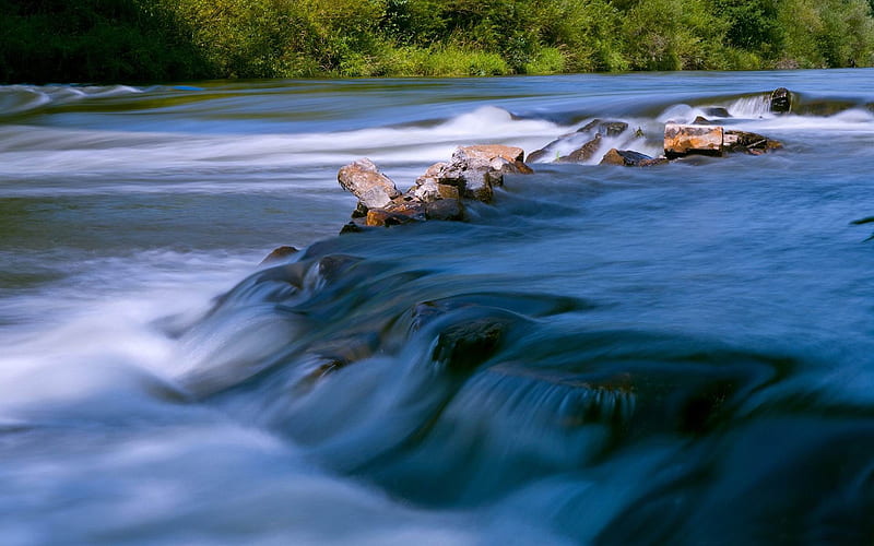 flowing water-Beautiful river landscape graphy, HD wallpaper