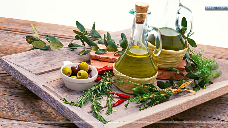 Olive Oil, still life, bottles, olive, oil, HD wallpaper