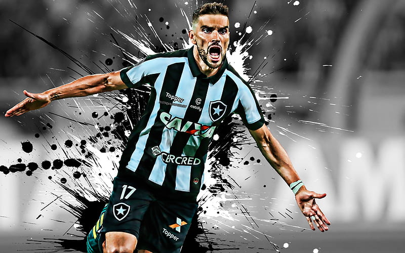 Rodrigo Pimpao, Brazilian football player, striker, Botafogo, creative art, Serie A, Brazil, football, HD wallpaper