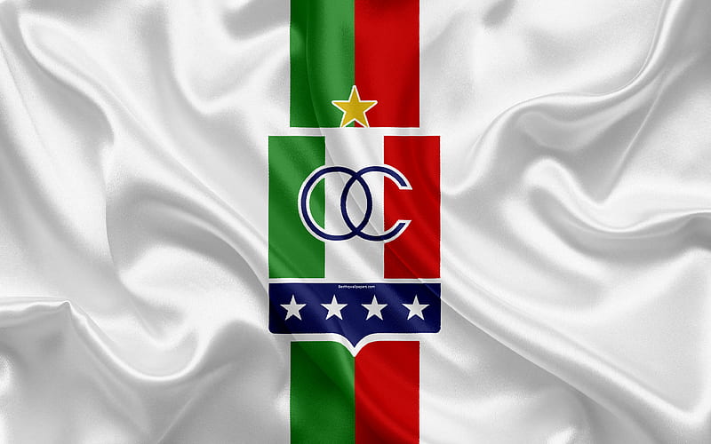 Once Caldas logo, Colombian football club, silk texture, white flag, Categoria Primera A, Manizales, Colombia, football, Liga Aguila, HD wallpaper