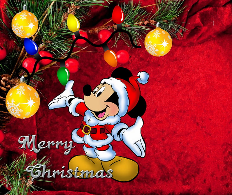 merry christmas, cartoon, disney christmas, miki mouse, xmas, HD wallpaper