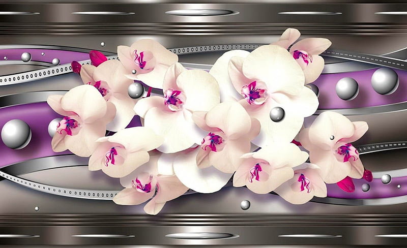Orchids background, pretty, orchids, background, flowers, bonito, pink, HD wallpaper