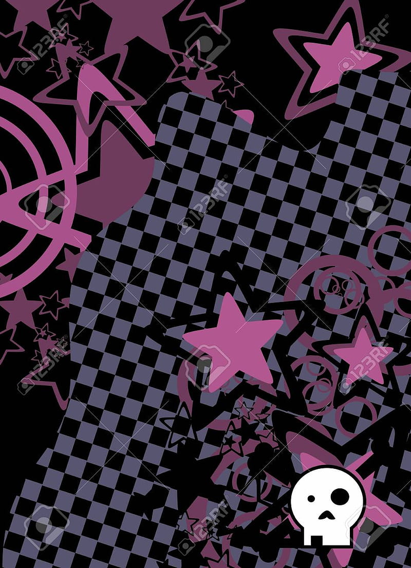 Emo star skull, hello, pink, purple, HD phone wallpaper