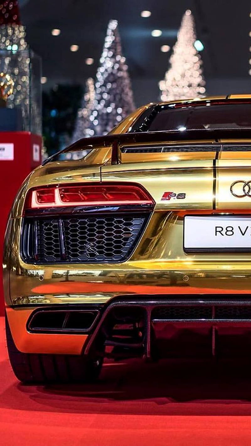 Audi R8 V10, car, gold r8 v10, HD phone wallpaper