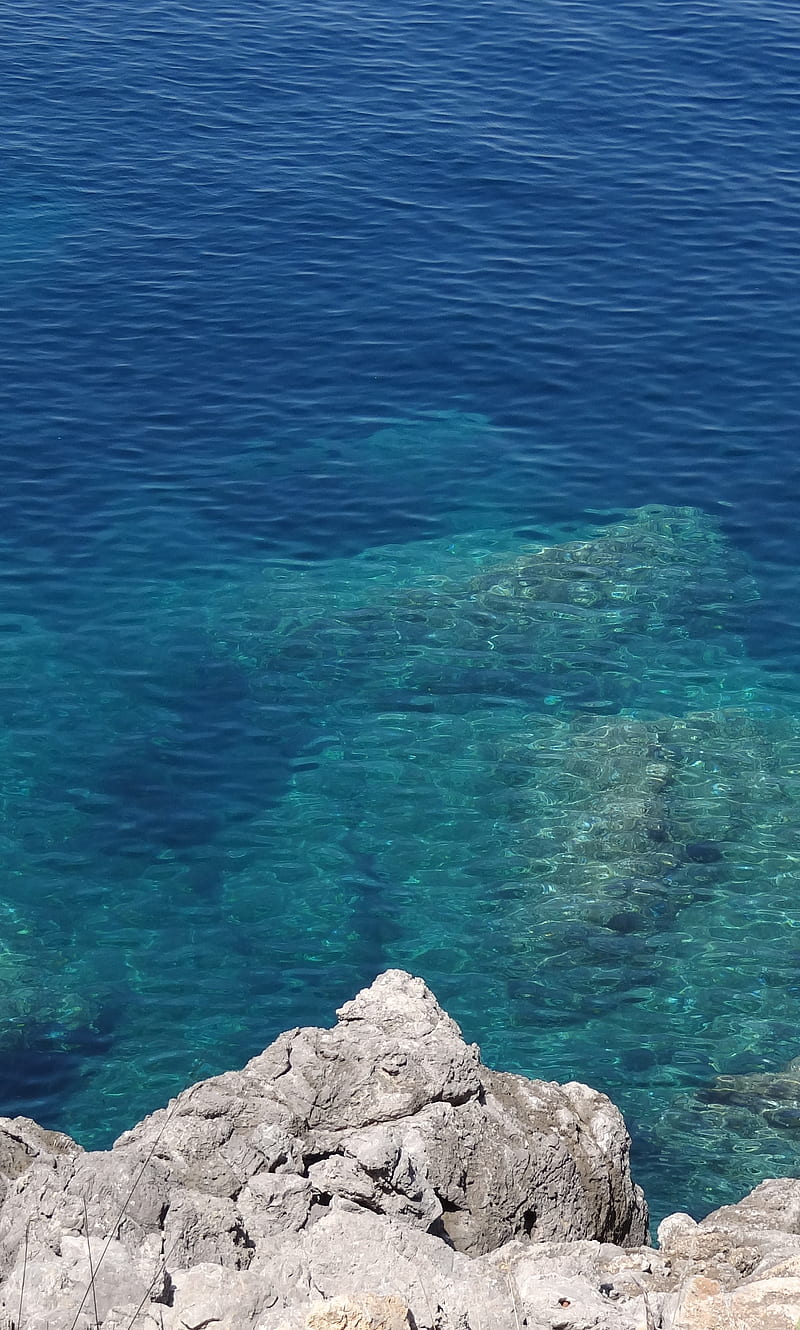 Blue Ocean, clear, mallorca, rock, rocks, water, HD phone wallpaper