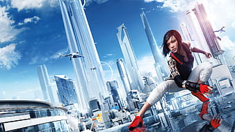 2520x1080] I made an ultra-wide Mirror's Edge wallpaper of old Faith, and  new Faith. • /r/wallpapers