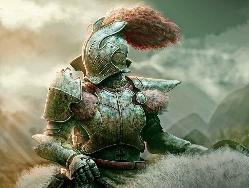 Knight of the Wolf, armor, warrior, fantasy, magic, HD wallpaper