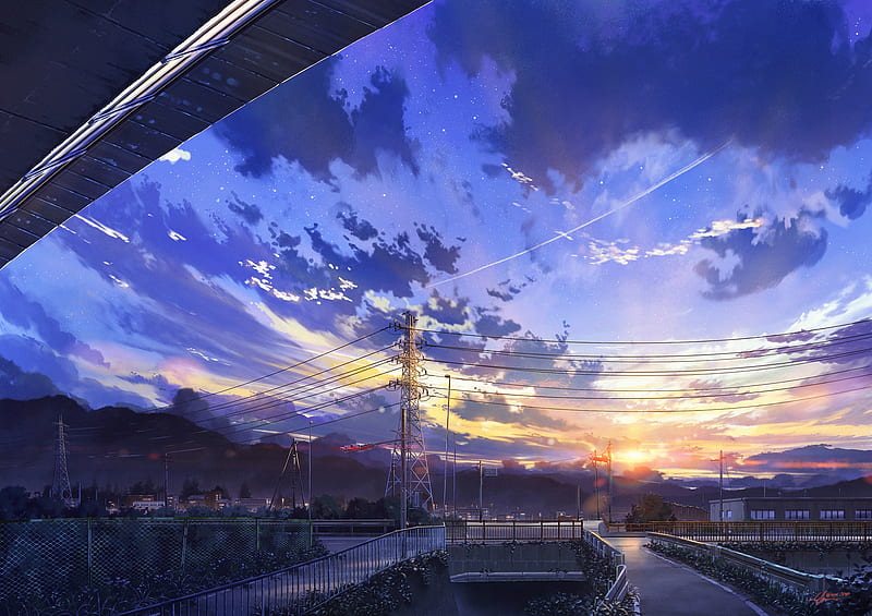 1080P free download | Anime landscape, scenery, clouds, stars, buildings,  Anime, HD wallpaper | Peakpx