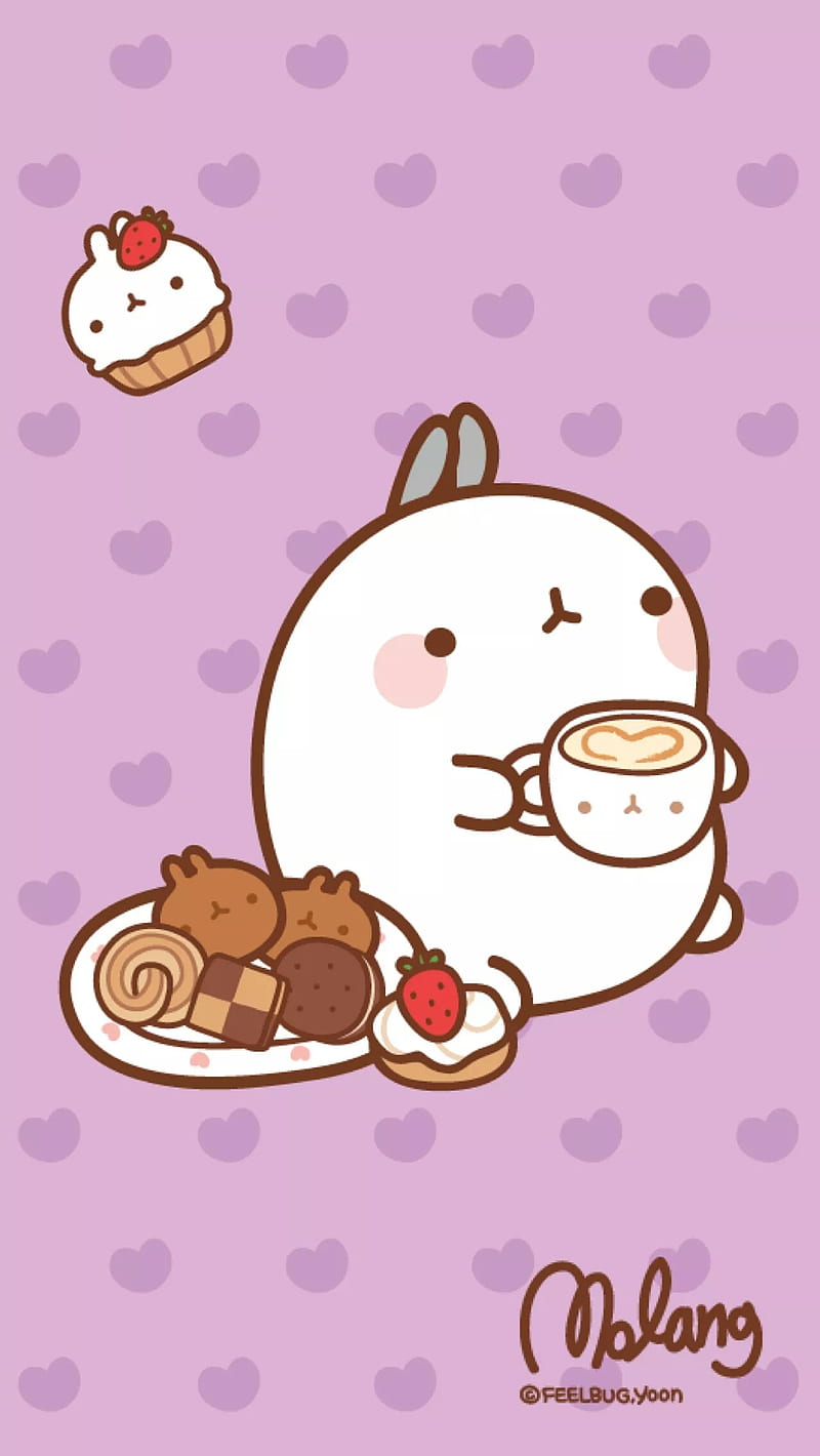 Buni with da caffe, bunny, cute, HD phone wallpaper