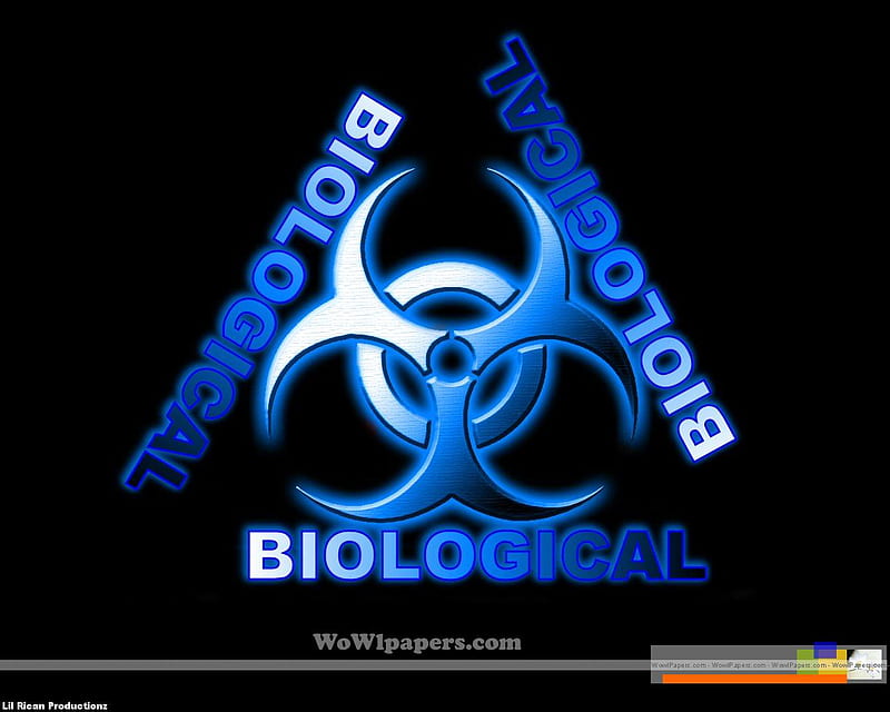 biological, sign, hazard, warning, blue, HD wallpaper