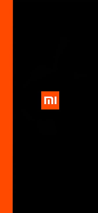 Xiaomi Logo, amoled, black, edge mi, orange, pocofone, redmi, simple, HD mobile wallpaper