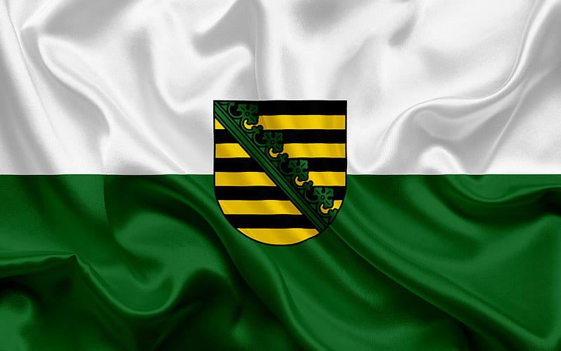 Flag of Saxony, Land of Germany, flags of German Lands, Saxony, States of Germany, silk flag, Federal Republic of Germany, HD wallpaper