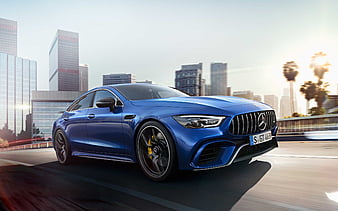 Mercedes-AMG GT 63 S, road, 2019 cars, blue Mercedes, AMG, german cars, Mercedes, HD wallpaper