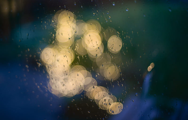 glare, drops, glass, rain, HD wallpaper