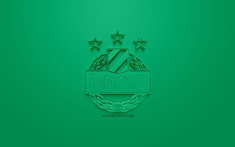 SK Rapid, creative 3D logo, green background, 3d emblem, Austrian football club, Austrian Football Bundesliga, Vienna, Austria, 3d art, football, stylish 3d logo, Rapid Vienna, SK Rapid Wien, HD wallpaper