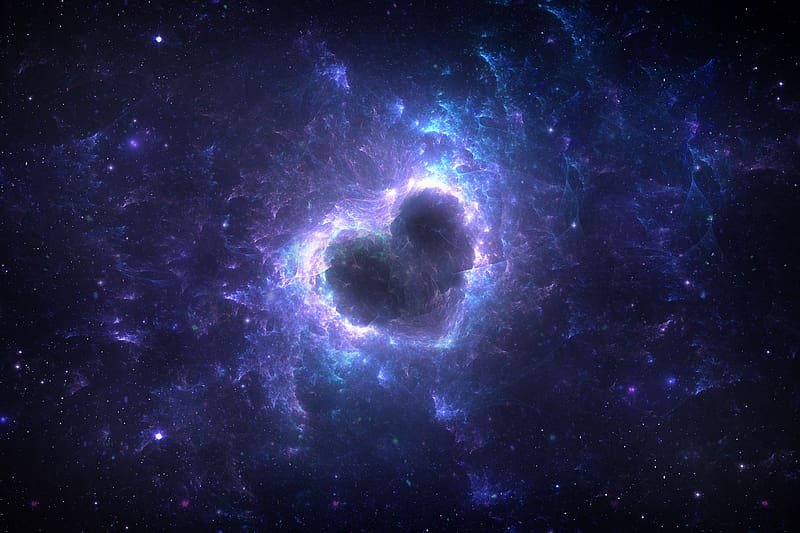 Nebula, Space, Purple, Sci Fi, Heart Shaped, HD wallpaper