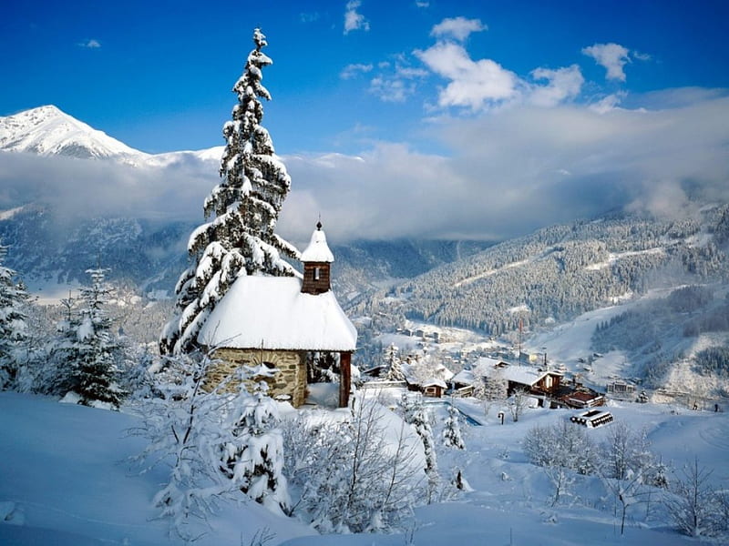 Austria in Winter, deep snow, mountains, austria, trees, winter, HD wallpaper