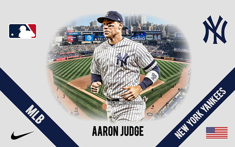 Aaron Judge, New York Yankees, American Baseball Player, MLB, portrait, USA, baseball, Yankee Stadium, New York Yankees logo, Major League Baseball, Aaron James Judge, HD wallpaper