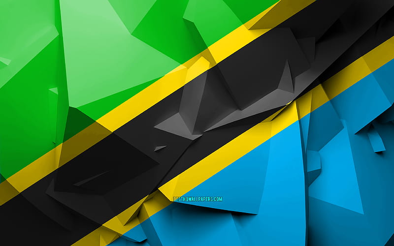 Flag of Tanzania, geometric art, African countries, Tanzanian flag, creative, Tanzania, Africa, Tanzania 3D flag, national symbols, HD wallpaper