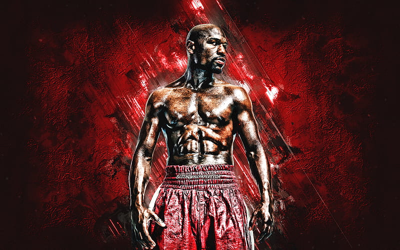 Floyd Mayweather, american boxer, portrait, red stone background, boxing, HD wallpaper