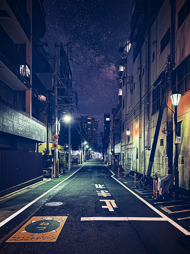La carretera, calle, edificios, luces, noche, japón, Fondo de pantalla de  teléfono HD | Peakpx