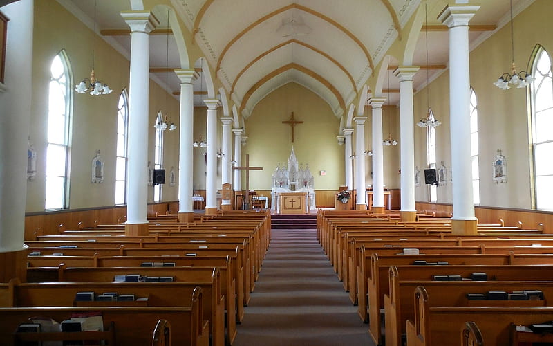 Inside the Church, architecture, Christianity, interior, cross, church, HD wallpaper