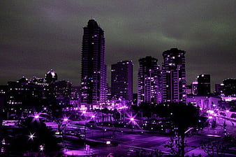 HD purple city lights wallpapers | Peakpx