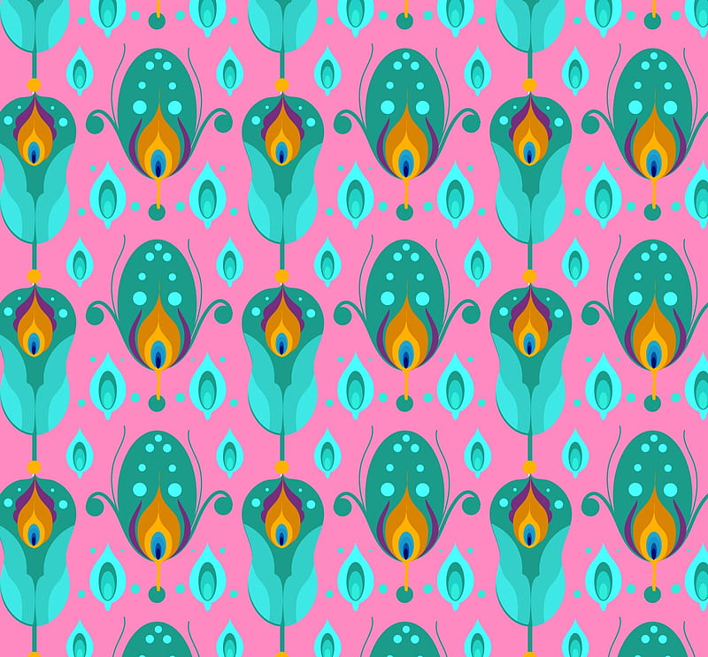 Texture, pattern, orange, feather, peacock, paper, pink, blue, HD wallpaper