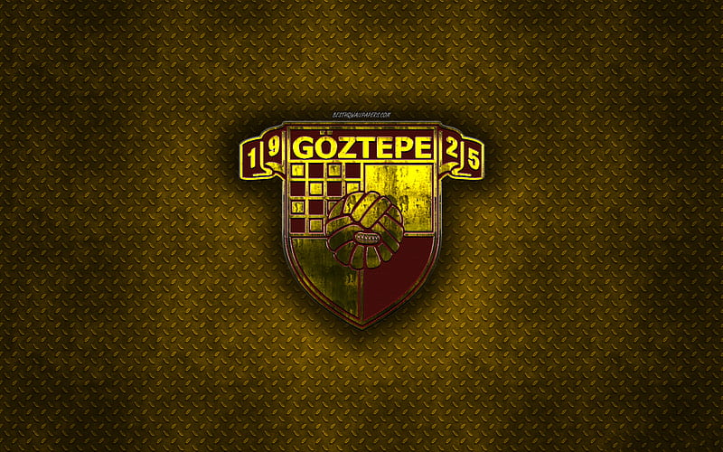 Goztepe SK, Turkish football club, yellow metal texture, metal logo, emblem, Izmir, Turkey, Super Lig, creative art, football, HD wallpaper
