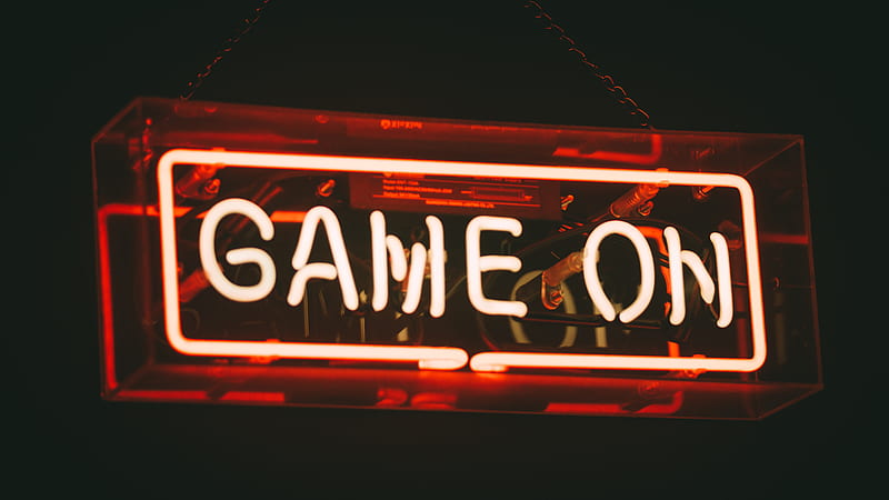 Game On Neon Sign Word Black Background Neon, HD wallpaper