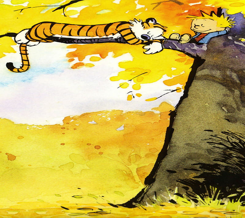 Calvin and Hobbes, autumn, boy, comics, fall, friends, tiger, HD wallpaper  | Peakpx