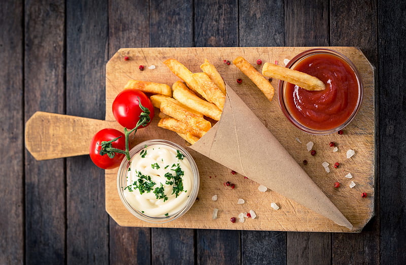 Food, Potato, French Fries, Sauce, Tomato, HD wallpaper