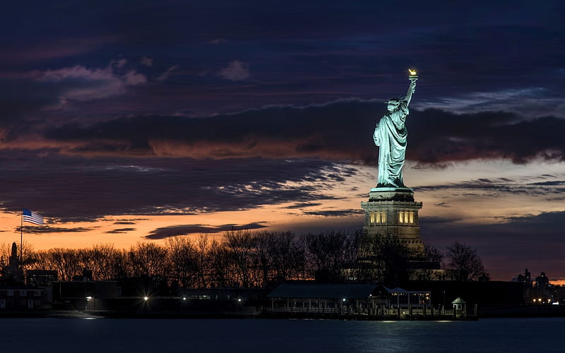 Statue of Liberty, New York, Manhattan, Monument, Sculpture, Sights, USA, HD wallpaper