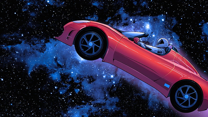 Adventures Of Starman Space X, tesla-roadster, tesla, electric-cars, space-x, artist, artwork, digital-art, HD wallpaper