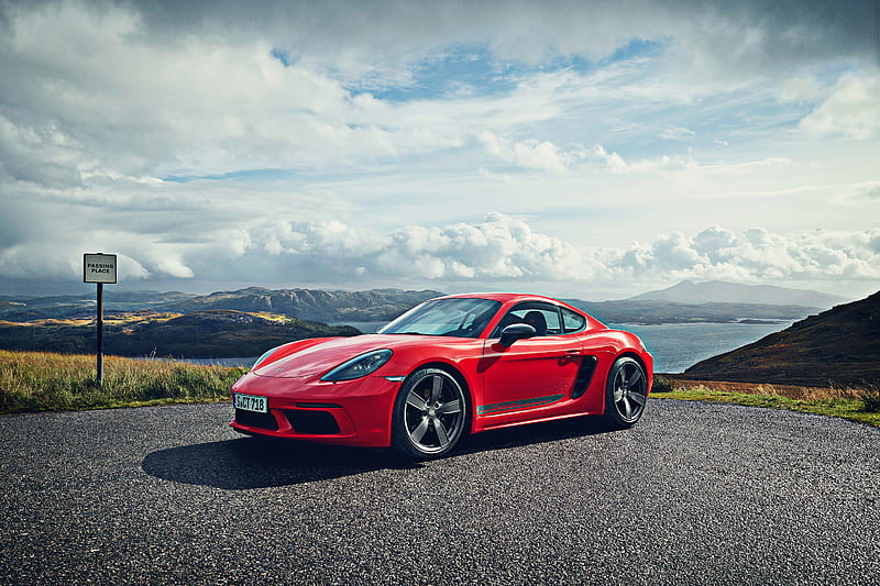 2019, Porsche 718 Cayman T, red sports coupe, exterior, new red 718 Cayman, German sports cars, Porsche, HD wallpaper