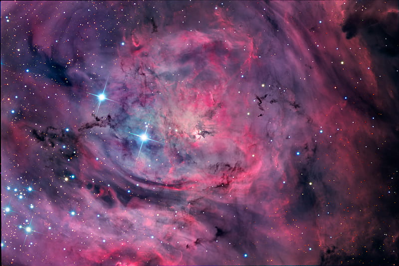 Lagoon Nebula, m 8, stars, nebula, space, sagittarius, HD wallpaper