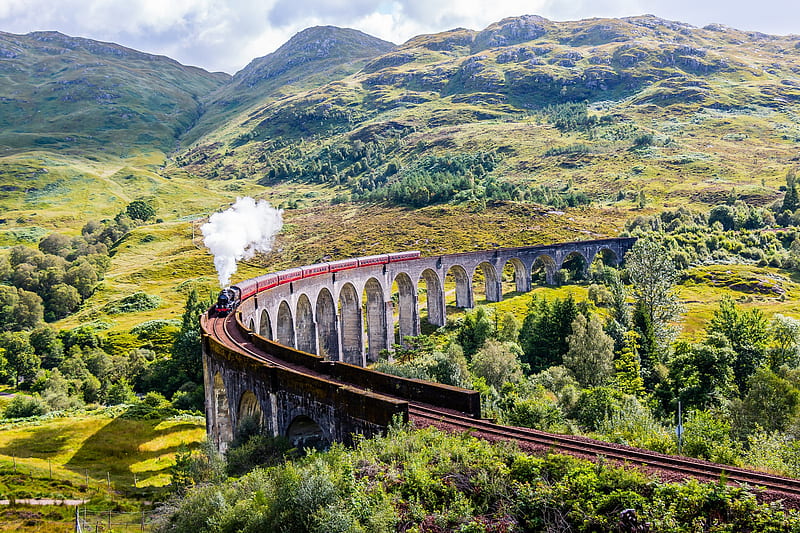 Vehicles, Train, Scotland , Viaduct, HD wallpaper